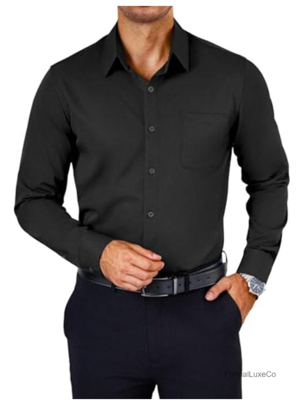 Mens Wrinkle Free Dress Shirt Long Sleeve Button Down Formal Business